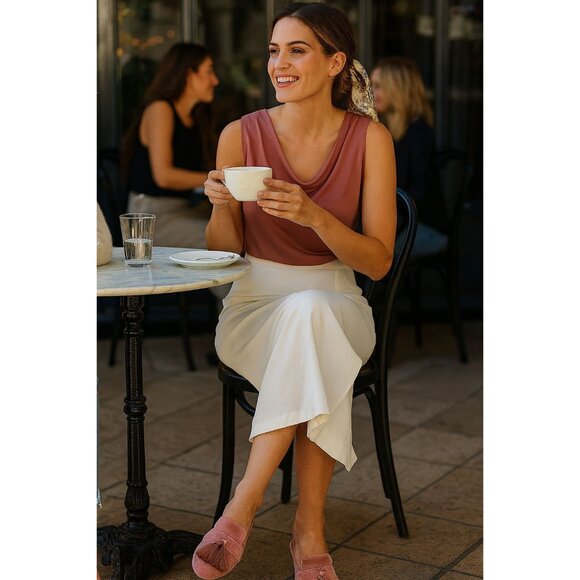 Birdies Women's Velvet Tassel Sandals in Dusty Rose 9 Quiet Luxury Old Money - Picture 1 of 15